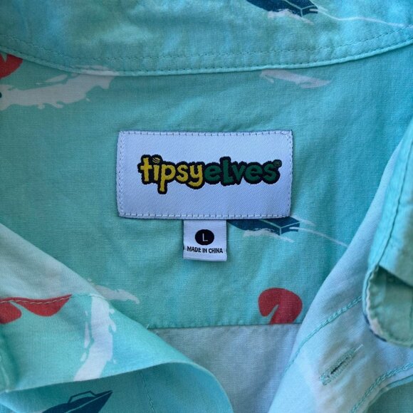 Tipsy Elves Waterski Squirell Button Up Short Sleeve Shirt - Picture 4 of 4